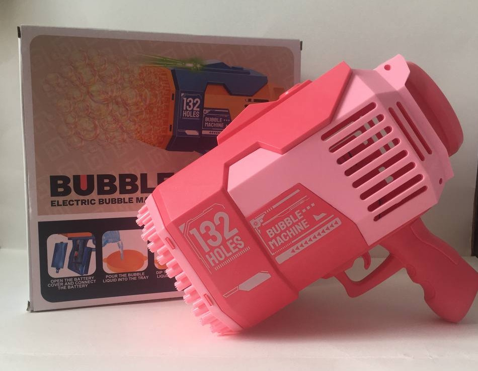 Пістолет мильних бульбашок Electric Bubble machine рожевий 132 отвори
