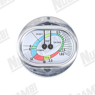 Манометр на 2 шкали 0-2,5 / 0-16 бар - 1/8M - Ø 70мм - основа Ø63мм, для кавомашини RANCILIO / PROMAC / SPAZIALE, фото 2