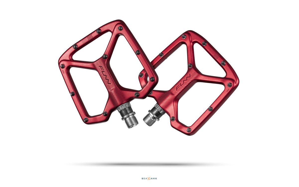 Педалі FUNN Python Gen2 пром. Cr-Mo вісь сталеві піни AL6061 ковані червоний, фото 1