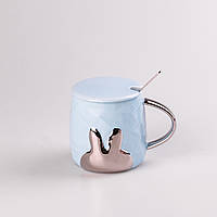Кухоль керамічний Rabbit 300мл з кришкою та ложкою чашка з кришкою чашки для кави