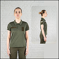 Армейская тактическая футболка поло олива с липучками для шеврона, женские футболки Coolmax ,поло военные