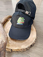 Кепка Бейсболка Чоловіча Жіноча City-A з Грустною жабою Ляжечко Пепе Pepe the Frog Чорна No4132