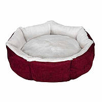 Лежак для животного CUPCAKE, круглый (бордово-серый) 80 см, нагрузка до 25 кг, размер L.