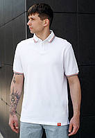 Мужская классическая футболка Поло Staff white белая с воротником стаф Adore Чоловіча класична футболка Поло