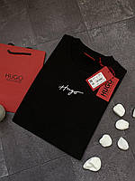 Мужская футболка хуго босс черная Hugo Boss Lux Adore Чоловіча футболка хуго бос чорна Hugo Boss Lux