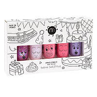 Nailmatic Kids Party набор лаков для ногтей Sheepy 8 мл + Polly 8 мл + Cookie 8 мл + Kitty 8 мл + Piglou 8 мл