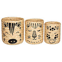 Атмосфера для детей бамбуковые корзины 3 размера с животным принтом. (7108255)