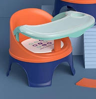 Переносной стульчик для кормления и игр оранжевый и темно-синий. (6962161)