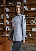 Женская серая рубашка удлиненная рубашка Staff la gray Adore Жіноча сіра сорочка подовжена рубашка Staff la