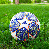 Футбольный мяч Adidas Finale UCL League белый с синими звездами Адидас Nestore Футбольний м'яч Adidas Finale