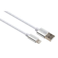 Дата кабель USB 2.0 AM to Lightning 1m nylon silver Vinga VCPDCLNB1S l
