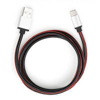 Дата кабель USB 2.0 AM to Type-C 1m pu leather black Vinga VCPDCTCLS1BK l