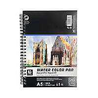 Альбом для акварелі А5 20арк 200г/м2 Art Nation WaterColorPad на спіралі 6006-W