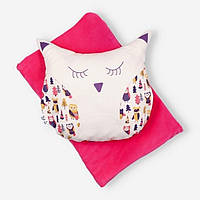 Лули Лу Сова комплект: подушка+плед бархат розовый 70х100 см (7517929)