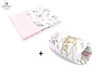 MimiNu Sweet Deer комплект: одеяло + муфта для кормления 75х100 см бархат розовый (7363733)