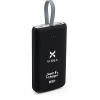 Батарея универсальная Vinga 10000 mAh SuperQC soft touch w/cable 22.5W black VPB1SQSCBK l