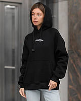 Жіноче чорне худі з принтом кофта стаф Staff original black oversize fleece Adore