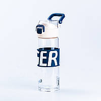 Бутылочка для воды 460 (мл) прозрачная стеклянная с пластиковой крышкой 22 (см) спортивная Белый Shop