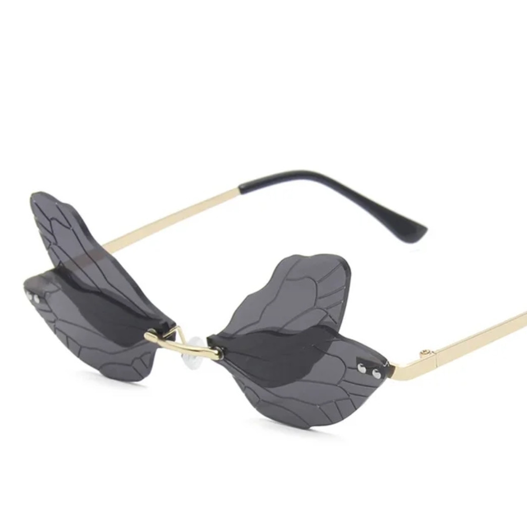 Чорні окуляри Метелики, захист від ультрафіолетових променів UV400. Оригінальні окуляри для креативних людей.