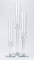 Подсвечник стеклянный набор 3 штуки на 3 свечи стеклянный высокий 44 | 53 | 64 (см) Shop