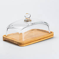 Масленка стеклянная 18 х 12 х 9 см посуда для хранения сливочного масла Shop