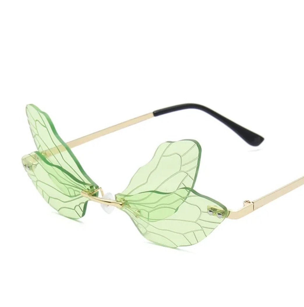 Зелені окуляри Метелики, захист від ультрафіолетових променів UV400. Оригінальні окуляри для креативних людей.