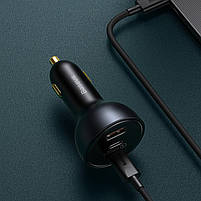 Автомобільний зарядний пристрій Baseus Qualcomm 160W (2xType-C+USB) + Кабель Type-C+Type-C 100W, фото 5