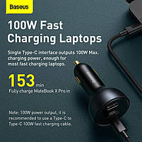 Автомобільний зарядний пристрій Baseus Qualcomm 160W (2xType-C+USB) + Кабель Type-C+Type-C 100W, фото 7