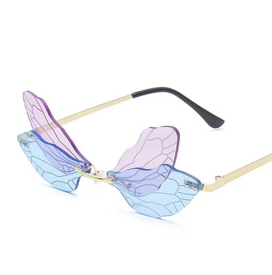 Синьо-фіолетові окуляри Метелики, захист від ультрафіолетових променів UV400. Оригінальні окуляри для креативних людей.