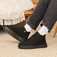 Ботинки кожаные зимние Черные ботинки для мужчины на зиму Adore Черевики шкіряні зимові Чорні ботінки для