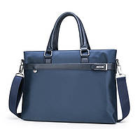 Мужская сумка для документов формат А4 офисная, мужской деловой портфель тканевый синий черный Синий Advert