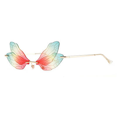 Червоно-жовто-зелені окуляри Метелики, захист від ультрафіолетових променів UV400. Оригінальні окуляри для креативних людей.