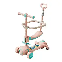 Самокат дитячий Scooter колеса зі світлом, складаною, додаткові колеса, батьківська ручка, фото 3