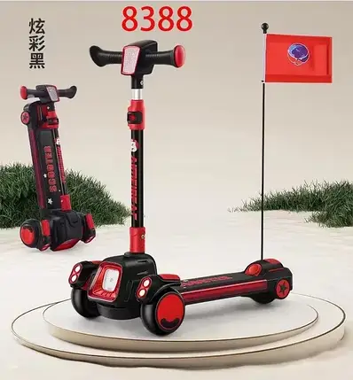 Самокат дитячий Scooter колеса зі світлом, складаною з музикою, фара, підсвітка деки, фото 3