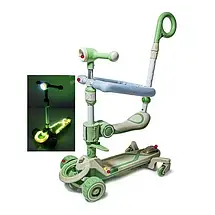 Самокат дитячий Scooter колеса зі світлом, складаною, додаткові колеса, батьківська ручка, бампер, фото 5
