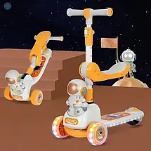 Самокат біговел дитячий Scooter колеса зі світлом, складаною, з музикою, фото 6