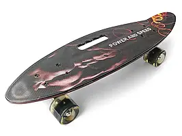 Дитячий пінні Penny Board скейт дека 55 х 15 см із ручкою для зручного перенесення, колеса зі світлом