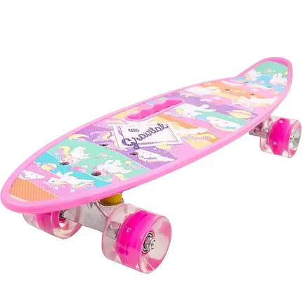 Дитячий пінні Penny Board скейт дека 55 х 15 см із ручкою для зручного перенесення, колеса зі світлом, фото 1
