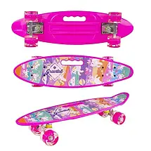 Дитячий пінні Penny Board скейт дека 55 х 15 см із ручкою для зручного перенесення, колеса зі світлом, фото 4