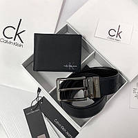 Мужской подарочный набор Calvin Klein мужской ремень черный кошелек кельвин кляйн Adore Чоловічий подарунковий