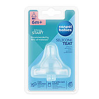 Соска силиконовая антиколиковая до бутылочки с широким отверстием Canpol babies EasyStart средний поток от 6м 1 шт