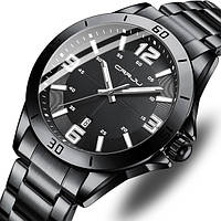 Чоловічий класичний наручний годинник чорний механічний Crrju Bilbao Adore