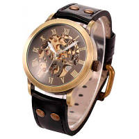 Жіночий наручний годинник золотистий з коричневим Winner Salvador II Adore