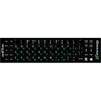 Наклейка на клавиатуру Grand-X 68 keys UA green, Latin white GXDGUA l