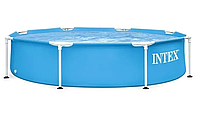 Семейный каркасный бассейн INTEX, Большой круглый бассейн на садовый участок Голубой