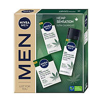 Nivea, Men Hemp Sensation, набір, бальзам після гоління, 100 мл + піна для гоління, 200 мл + зволожуючий крем, 75 мл (7615382)