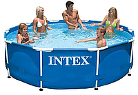 Каркасный бассейн INTEX, Качественный круглый бассейн для отдыха на улице Голубой