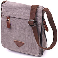 Практичная мужская сумка серая с коричневым винтажная Adore Практична чоловіча сумка сіра з коричневим