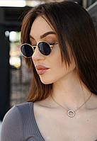Круглые очки Staff женские солнцезащитные с металлической оправой и темным стеклом для девушки. Adore Круглі