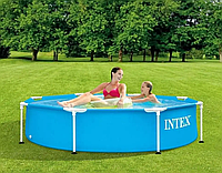 Круглый большой бассейн для улицы, Каркасный семейный бассейн Intex для отдыха на улице Голубой